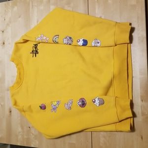 Stussy Sesame Street Crewneck Sweater Size Medium Yellow